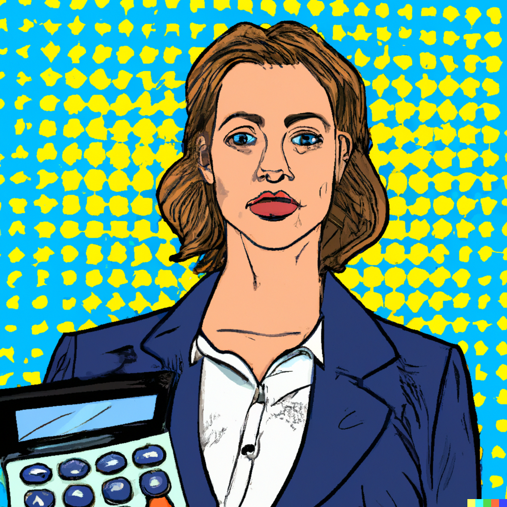 Pop art drawing of an accountant generated by AI
