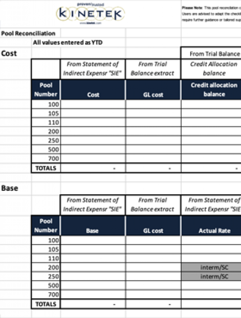 Preview of Deltek Costpoint Cost Pools Reconciliation Checklist